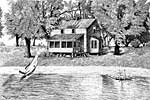 Rower Lake House - Michigan - Ballpoint pen artwork by Vincent Whitehead