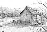 Holloway Family Barn - Ballpoint pen artwork by Vincent Whitehead